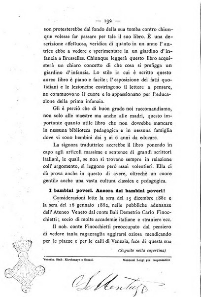 L'educazione moderna periodico mensile indirizzato alla diffusione delle teorie di Federico Frobel ...