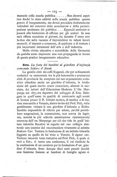 L'educazione moderna periodico mensile indirizzato alla diffusione delle teorie di Federico Frobel ...