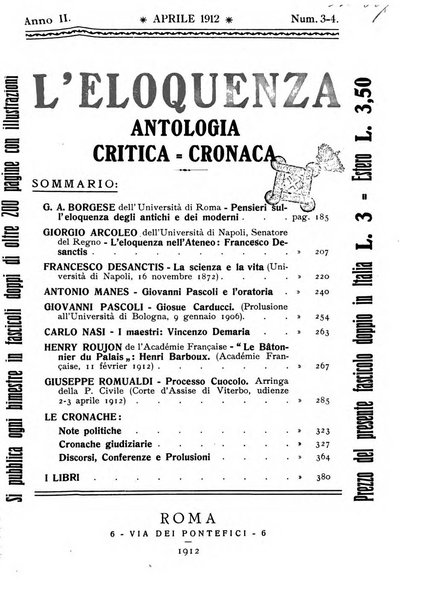 L'eloquenza antologia, critica, cronaca