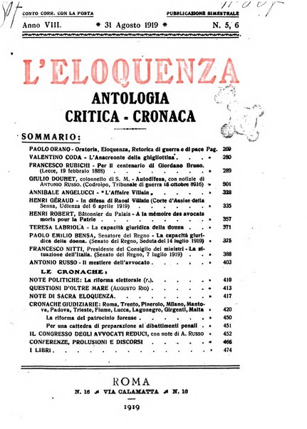 L'eloquenza antologia, critica, cronaca