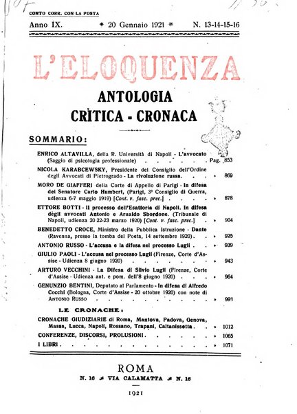 L'eloquenza antologia, critica, cronaca