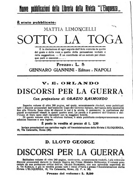 L'eloquenza antologia, critica, cronaca