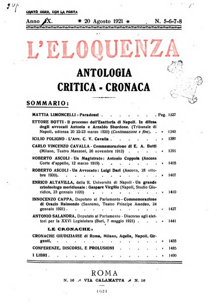 L'eloquenza antologia, critica, cronaca