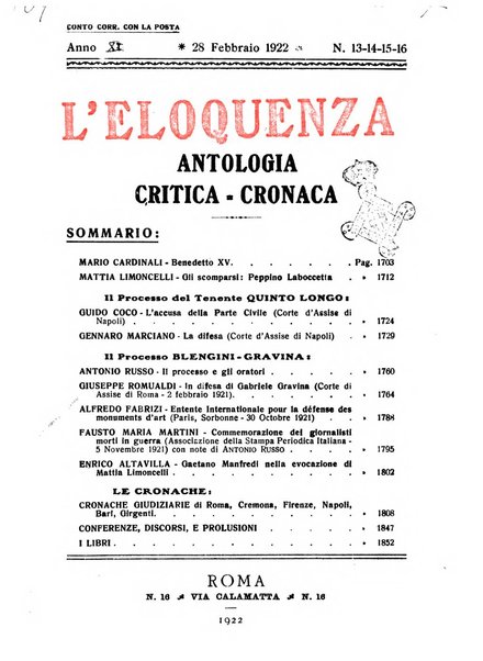 L'eloquenza antologia, critica, cronaca