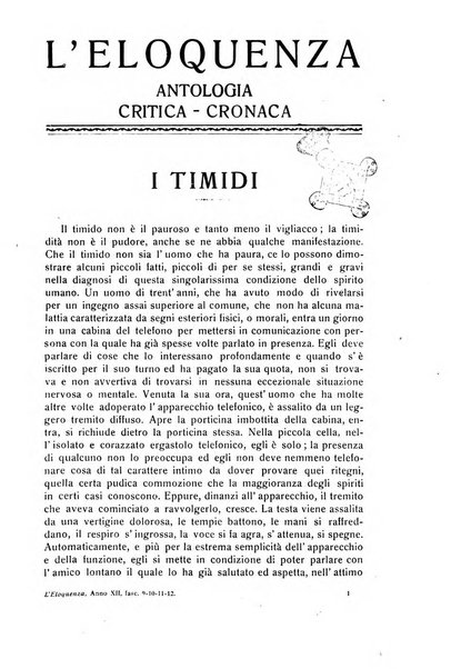 L'eloquenza antologia, critica, cronaca