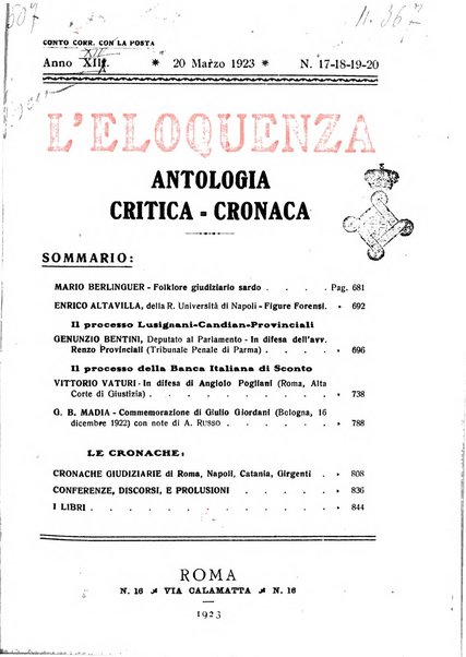 L'eloquenza antologia, critica, cronaca