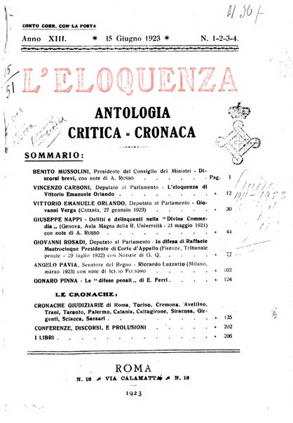 L'eloquenza antologia, critica, cronaca