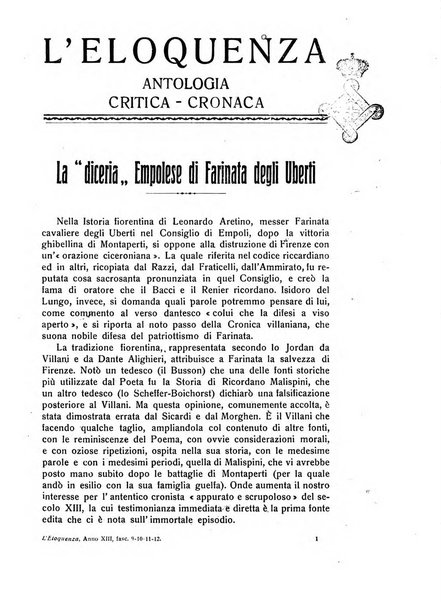 L'eloquenza antologia, critica, cronaca