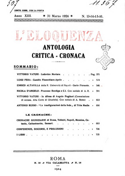 L'eloquenza antologia, critica, cronaca