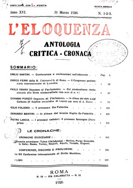 L'eloquenza antologia, critica, cronaca