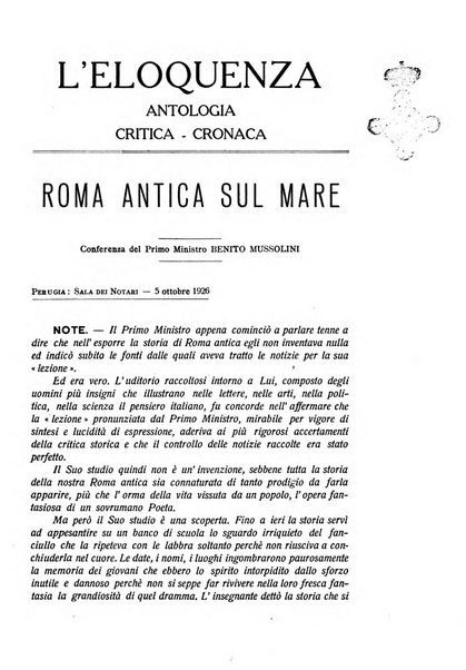 L'eloquenza antologia, critica, cronaca