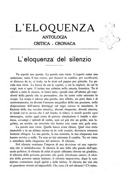 L'eloquenza antologia, critica, cronaca