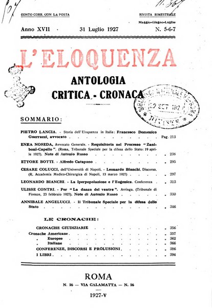 L'eloquenza antologia, critica, cronaca