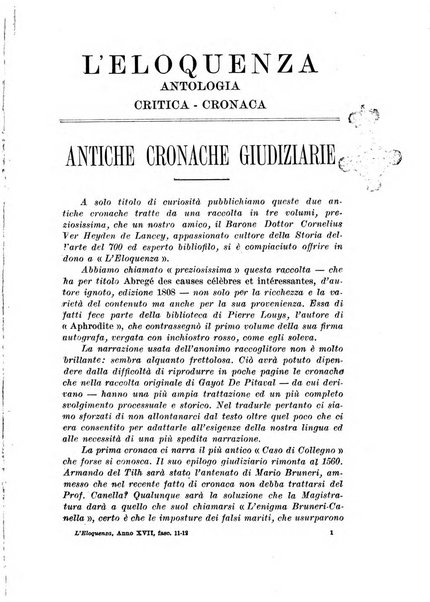 L'eloquenza antologia, critica, cronaca