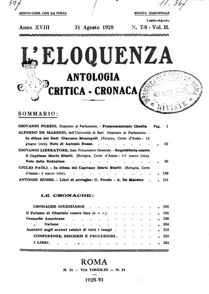 L'eloquenza antologia, critica, cronaca