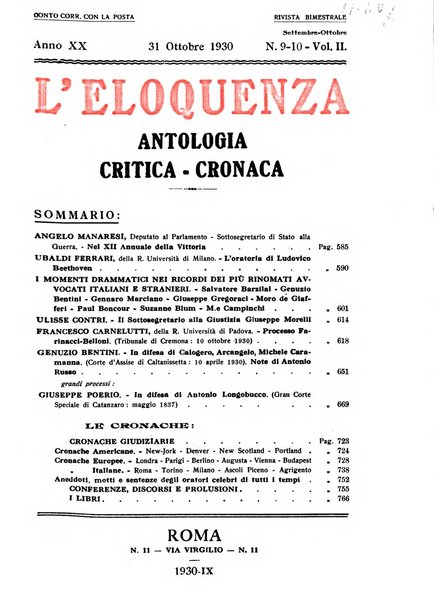 L'eloquenza antologia, critica, cronaca