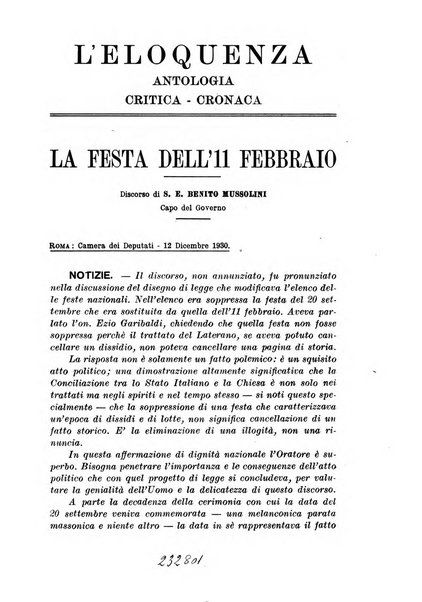 L'eloquenza antologia, critica, cronaca