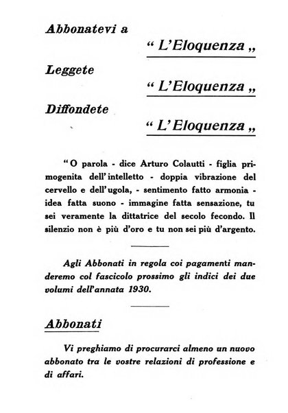 L'eloquenza antologia, critica, cronaca