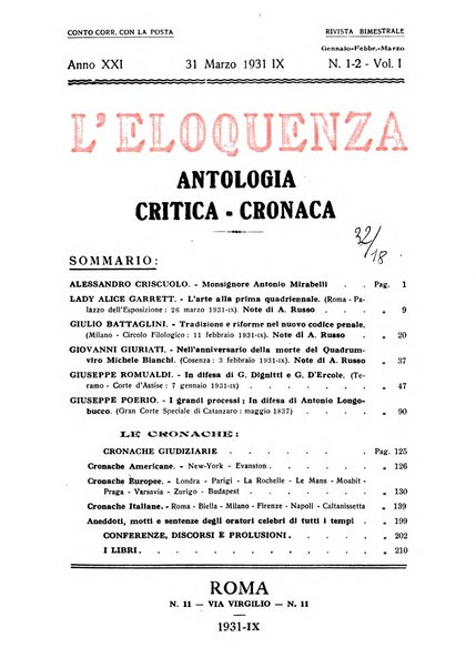 L'eloquenza antologia, critica, cronaca