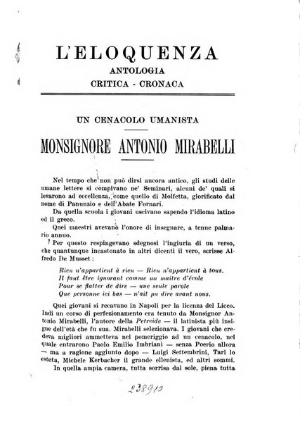 L'eloquenza antologia, critica, cronaca