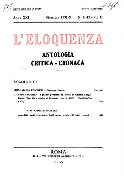 L'eloquenza antologia, critica, cronaca