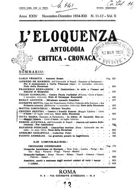 L'eloquenza antologia, critica, cronaca