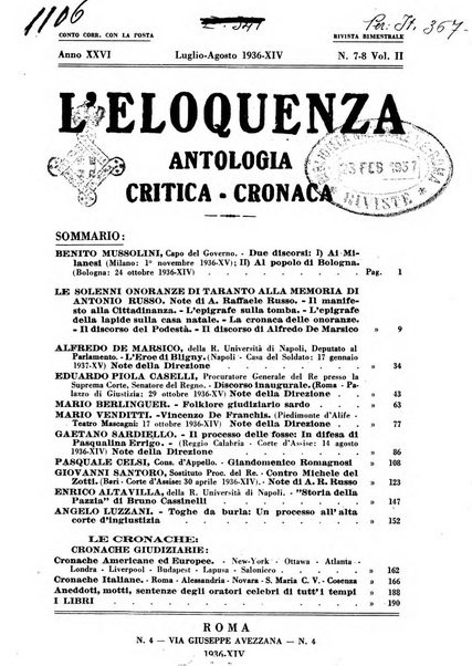 L'eloquenza antologia, critica, cronaca