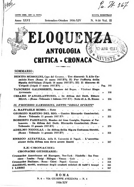 L'eloquenza antologia, critica, cronaca