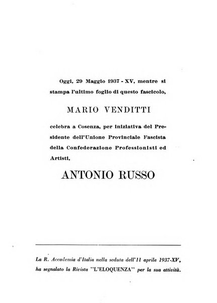 L'eloquenza antologia, critica, cronaca