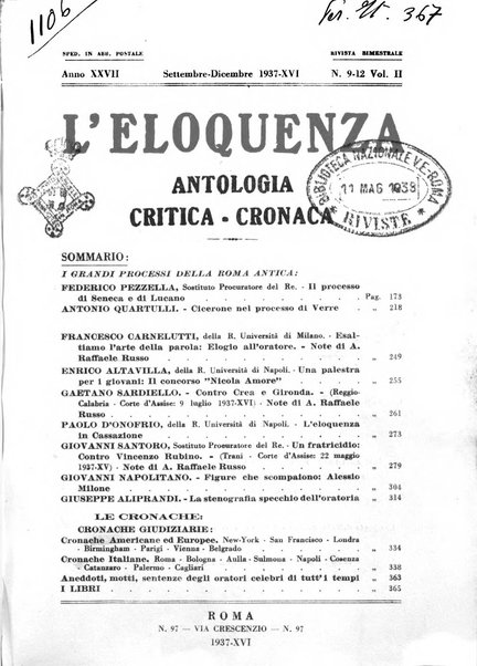 L'eloquenza antologia, critica, cronaca