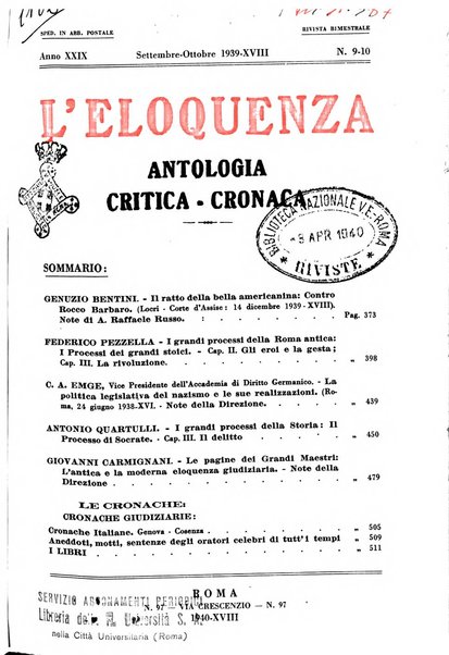 L'eloquenza antologia, critica, cronaca