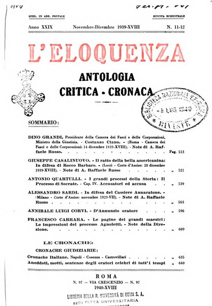 L'eloquenza antologia, critica, cronaca