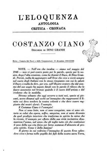 L'eloquenza antologia, critica, cronaca