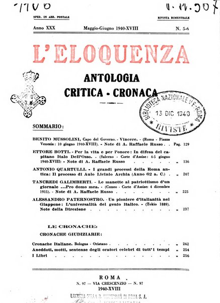 L'eloquenza antologia, critica, cronaca