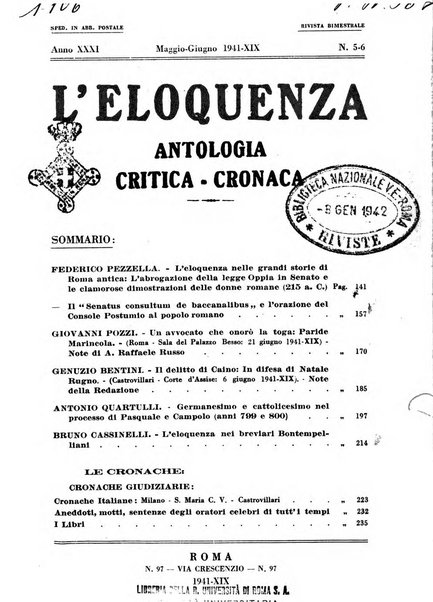 L'eloquenza antologia, critica, cronaca