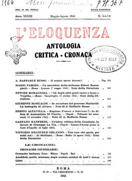 L'eloquenza antologia, critica, cronaca