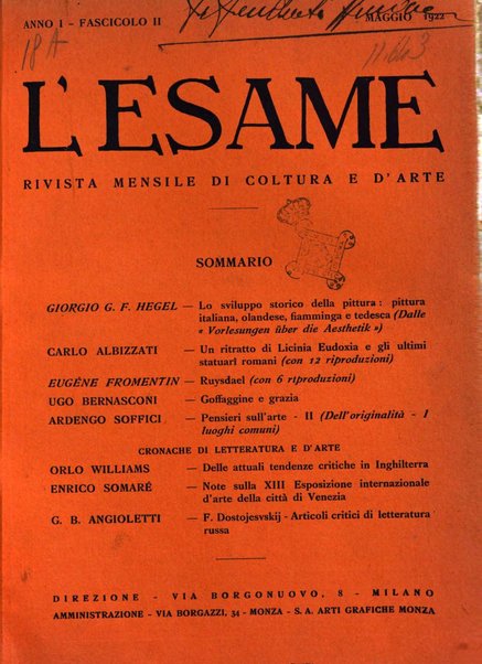 L'esame rivista mensile di coltura e d'arte