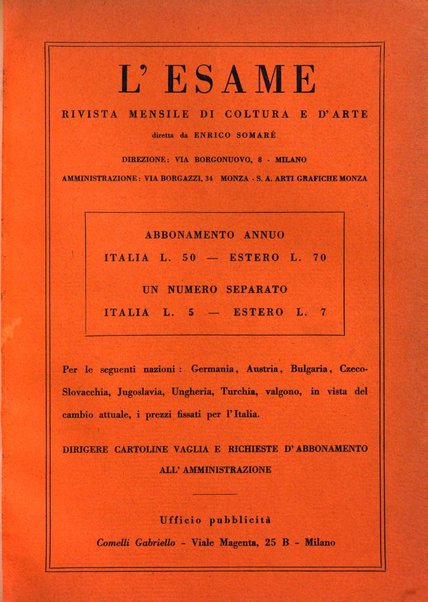 L'esame rivista mensile di coltura e d'arte