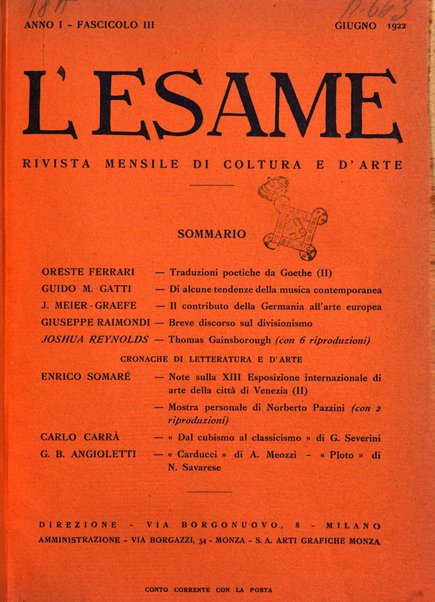 L'esame rivista mensile di coltura e d'arte