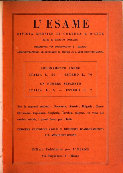 L'esame rivista mensile di coltura e d'arte