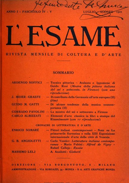 L'esame rivista mensile di coltura e d'arte