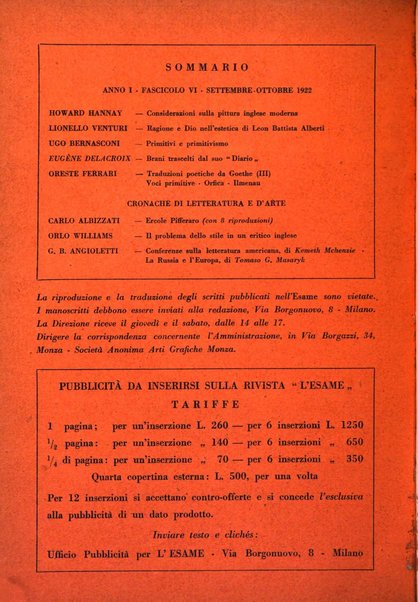 L'esame rivista mensile di coltura e d'arte