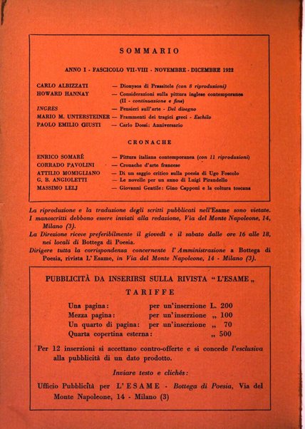 L'esame rivista mensile di coltura e d'arte