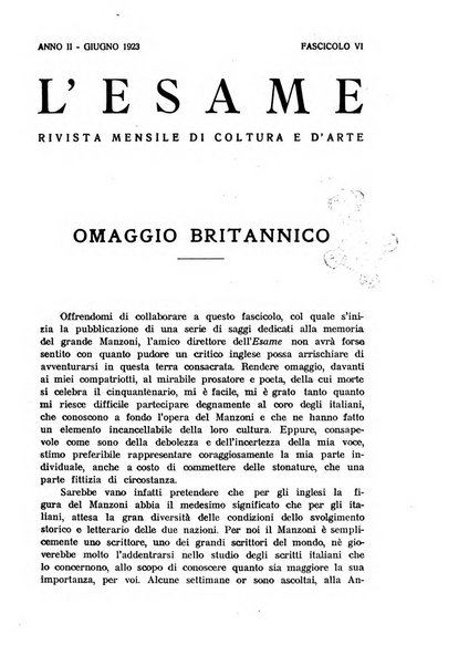 L'esame rivista mensile di coltura e d'arte