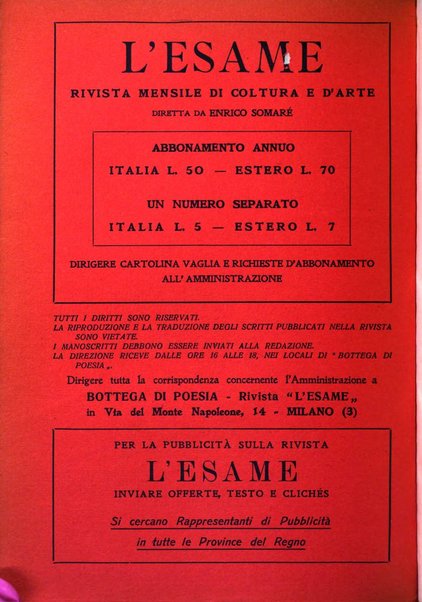 L'esame rivista mensile di coltura e d'arte