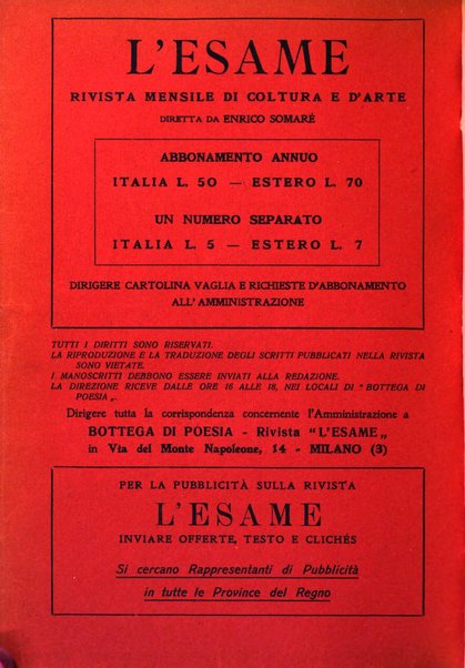 L'esame rivista mensile di coltura e d'arte