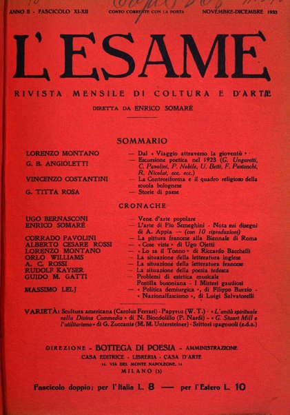 L'esame rivista mensile di coltura e d'arte