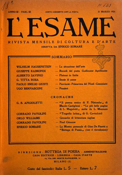 L'esame rivista mensile di coltura e d'arte