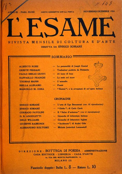 L'esame rivista mensile di coltura e d'arte