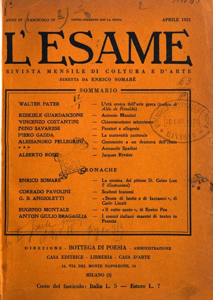 L'esame rivista mensile di coltura e d'arte